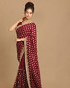 Royal Wine Embroidered Saree image number 4